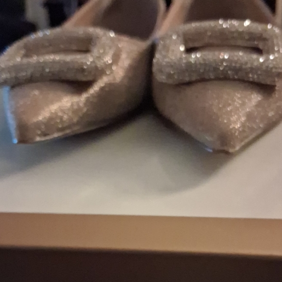 Steve Madden Sparkling Gold Flats with Buckle - Picture 4 of 5